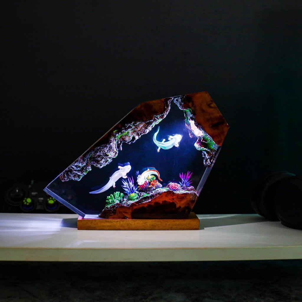 Axolotl Aquarium Resin Lamp