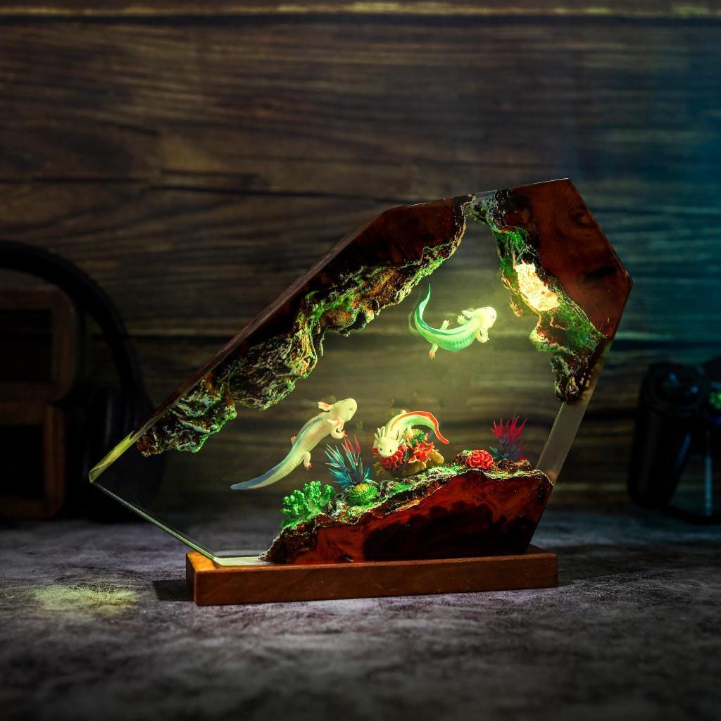 Axolotl Aquarium Resin Lamp
