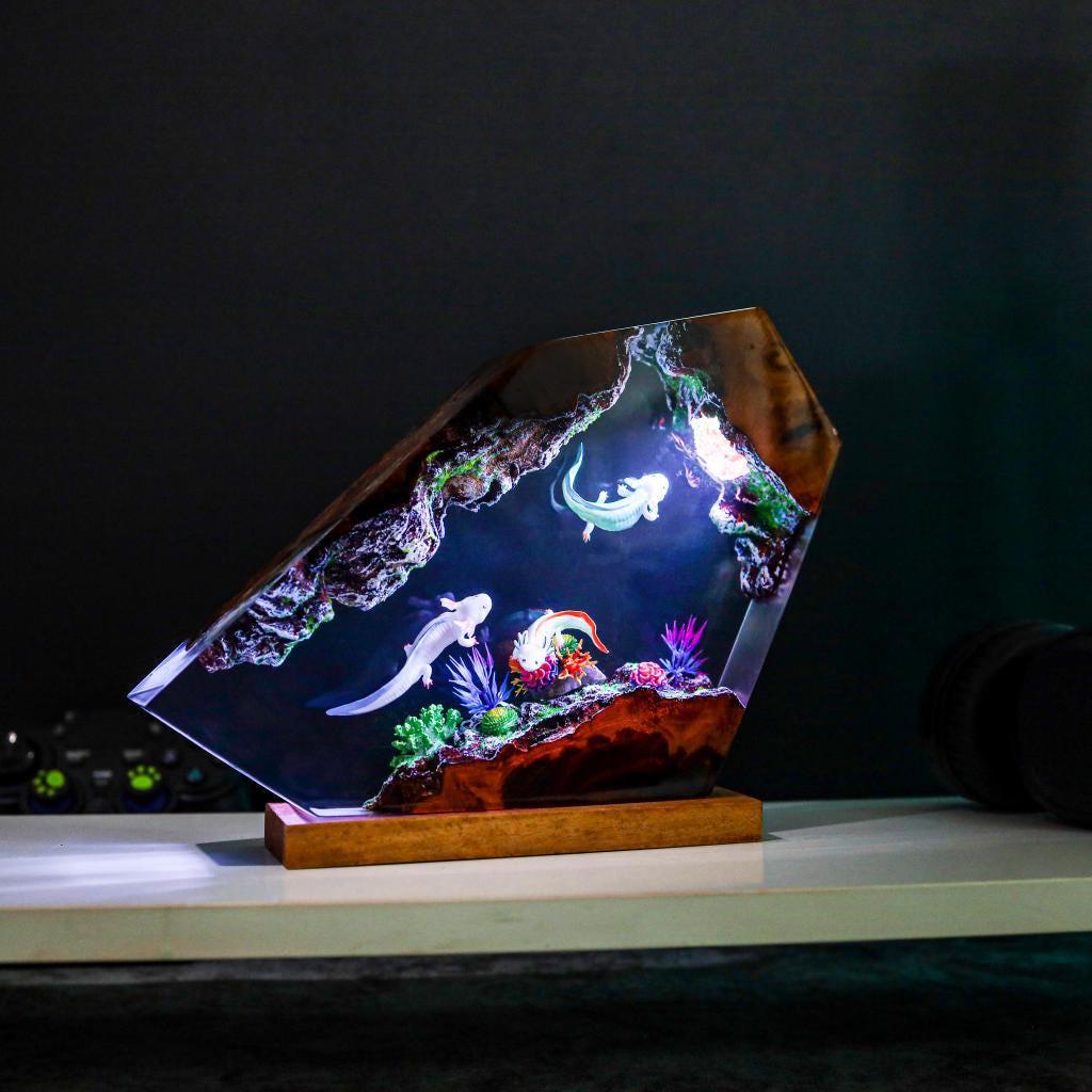 Axolotl Aquarium Resin Lamp