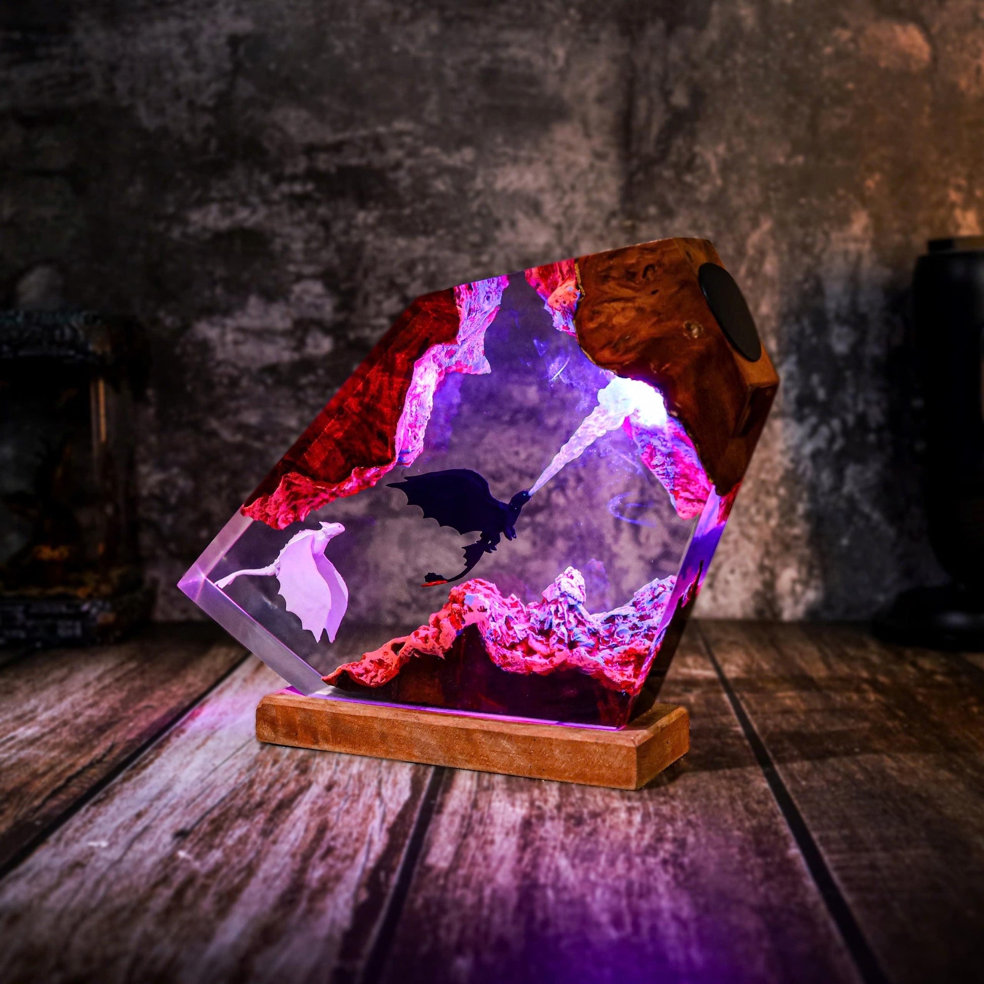 Toothless & Light Fury How to Train Your Dragon Epoxy Resin Lamp