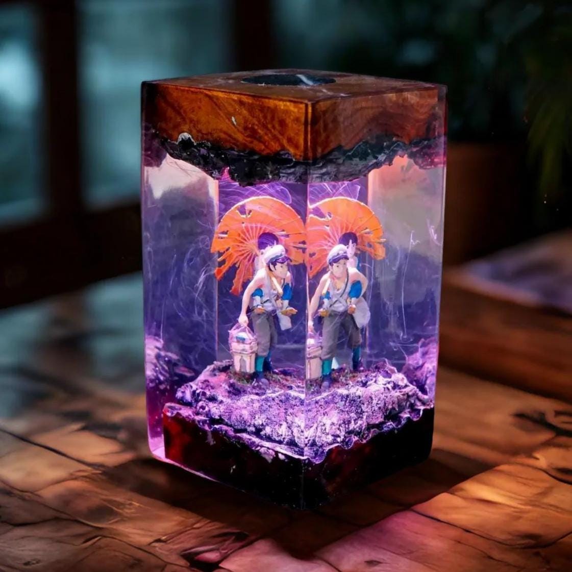 Handmade Resin Epoxy Diorama Lamp