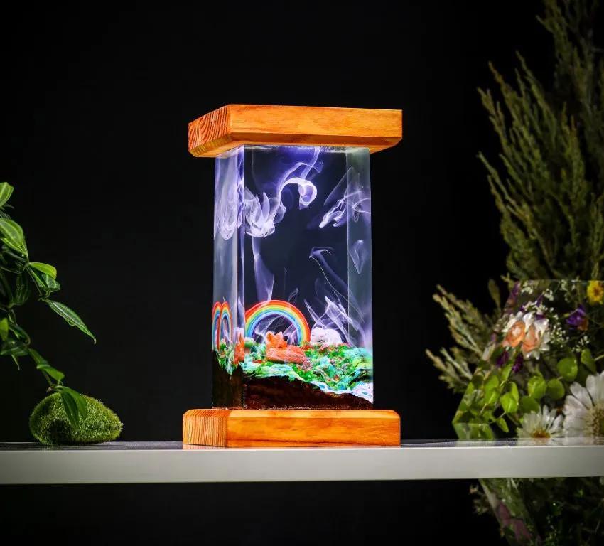 Rainbow Fox Resin Lamp