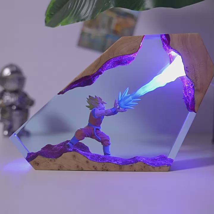 Son Goku Dragon Ball Epoxy Resin Lamp – Handmade Anime Night Light