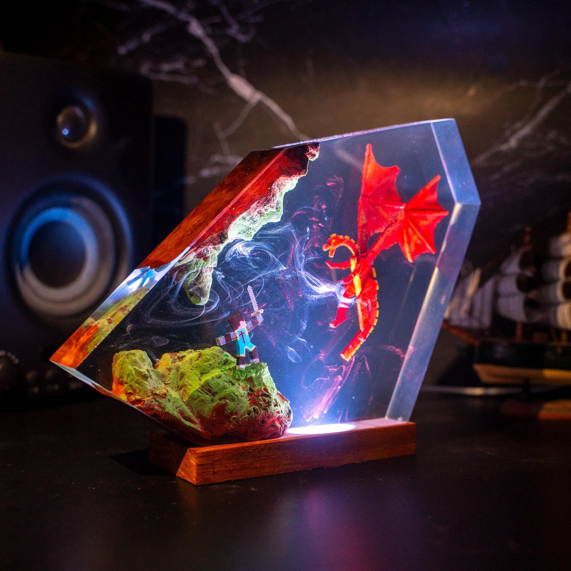 Ender Dragon Minecraft Epoxy Resin Lamp 