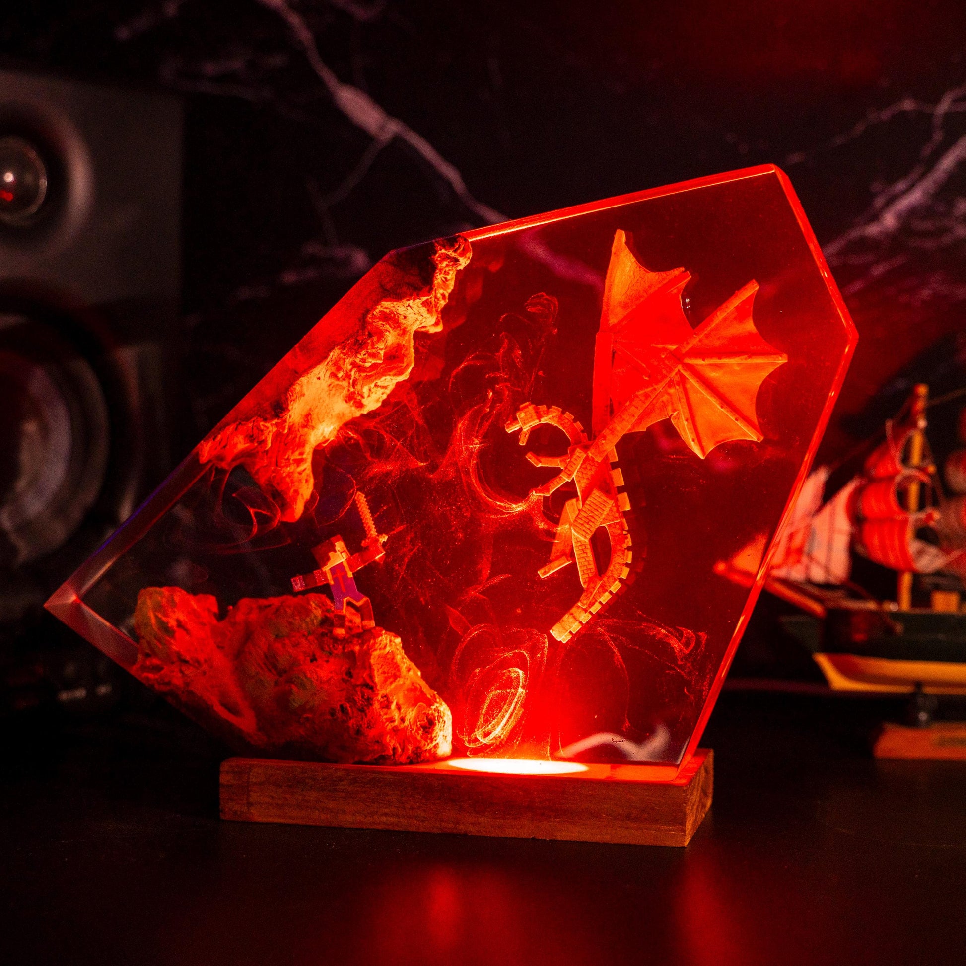 Ender Dragon Minecraft Epoxy Resin Lamp 