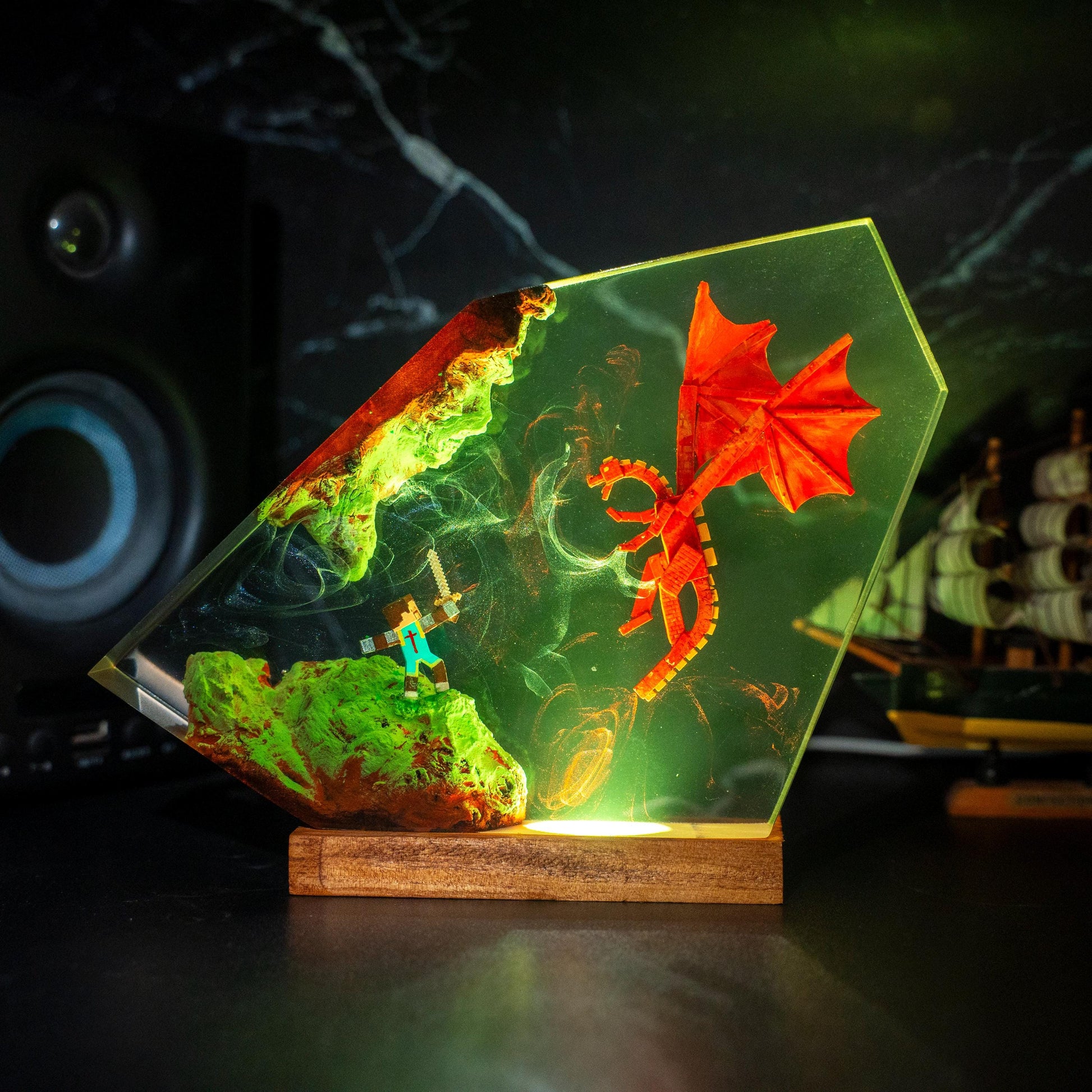 Ender Dragon Minecraft Epoxy Resin Lamp 