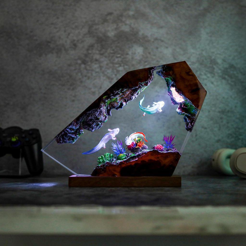 Axolotl Aquarium Resin Lamp