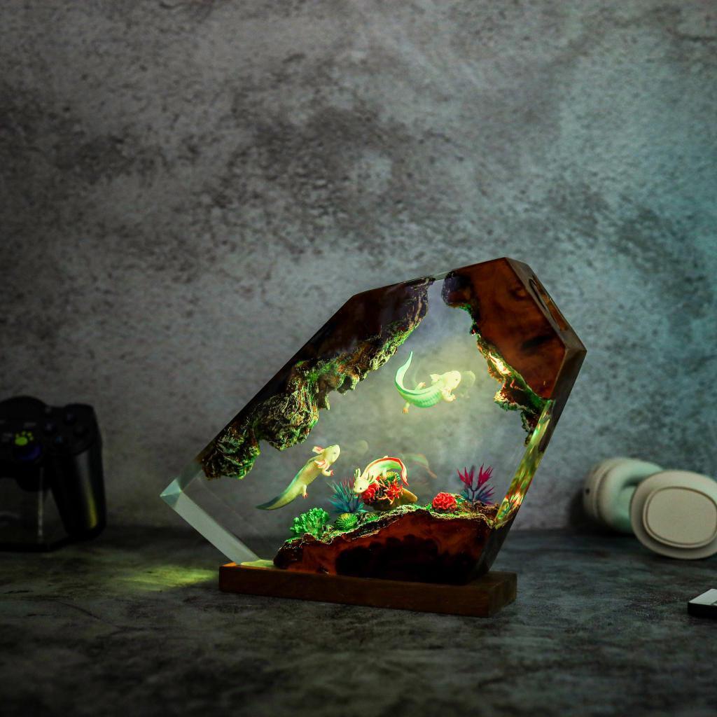 Axolotl Aquarium Resin Lamp