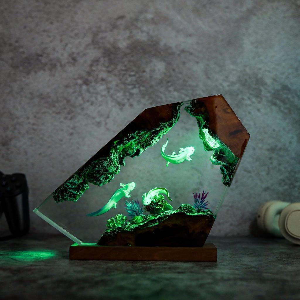 Axolotl Aquarium Resin Lamp