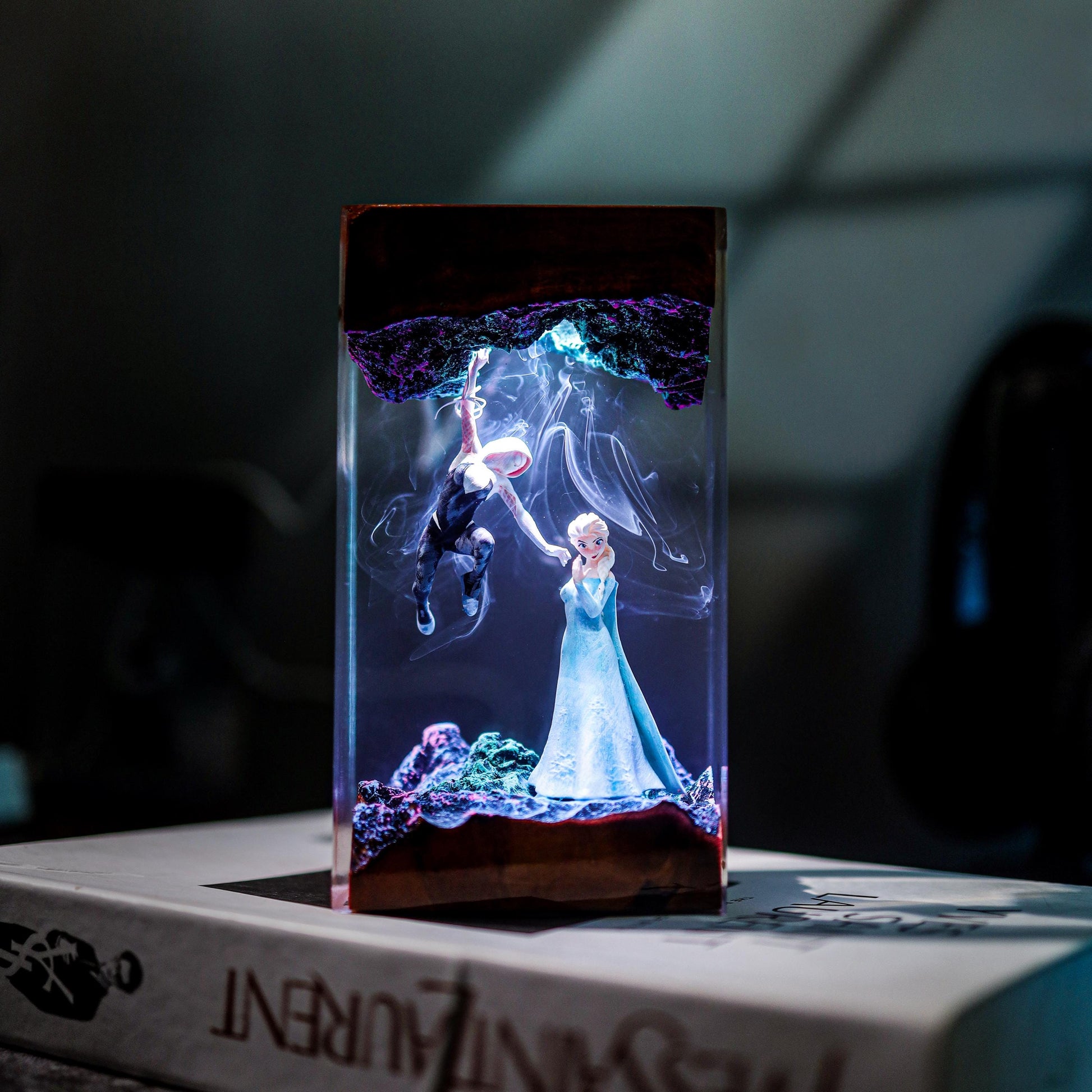 Fantasy Hero and Ice Queen Resin Lamp