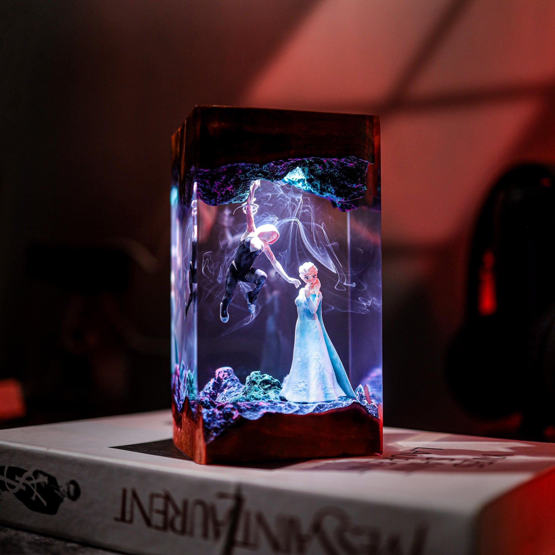 Fantasy Hero and Ice Queen Resin Lamp