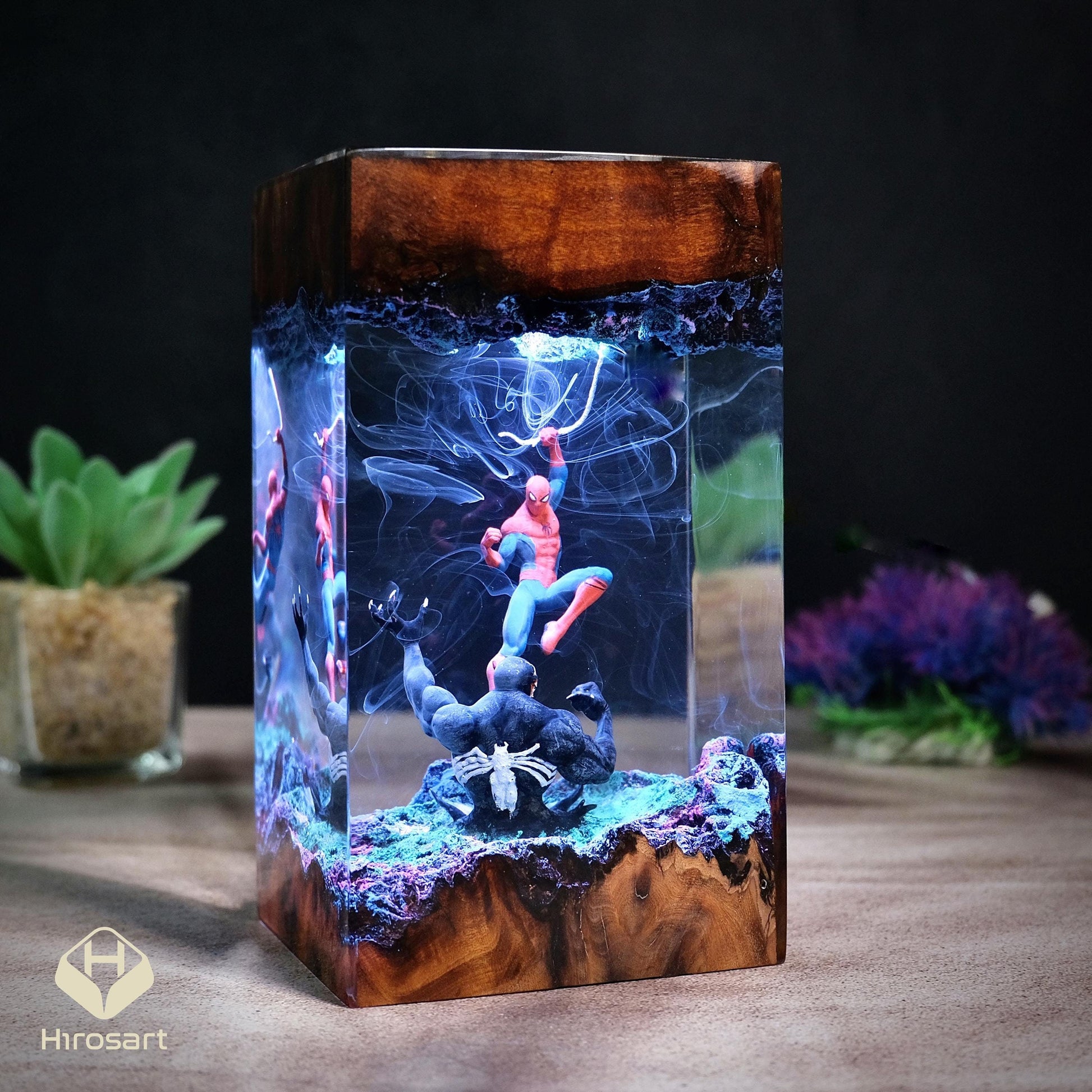 Fantasy Hero and Ice Queen Resin Lamp