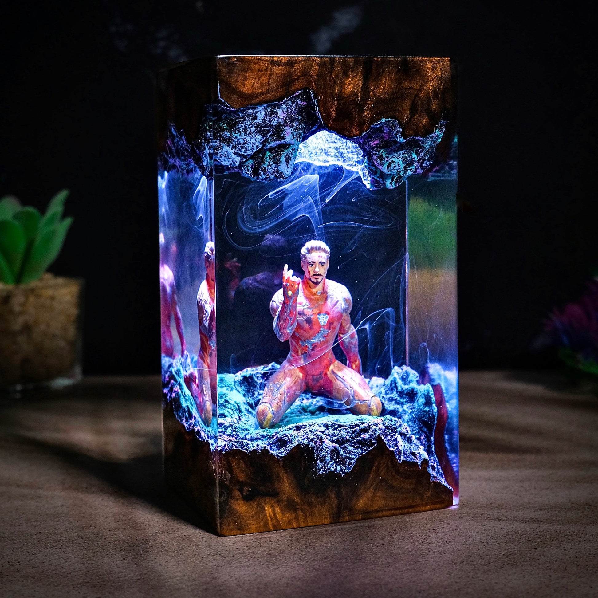 Fantasy Hero and Ice Queen Resin Lamp