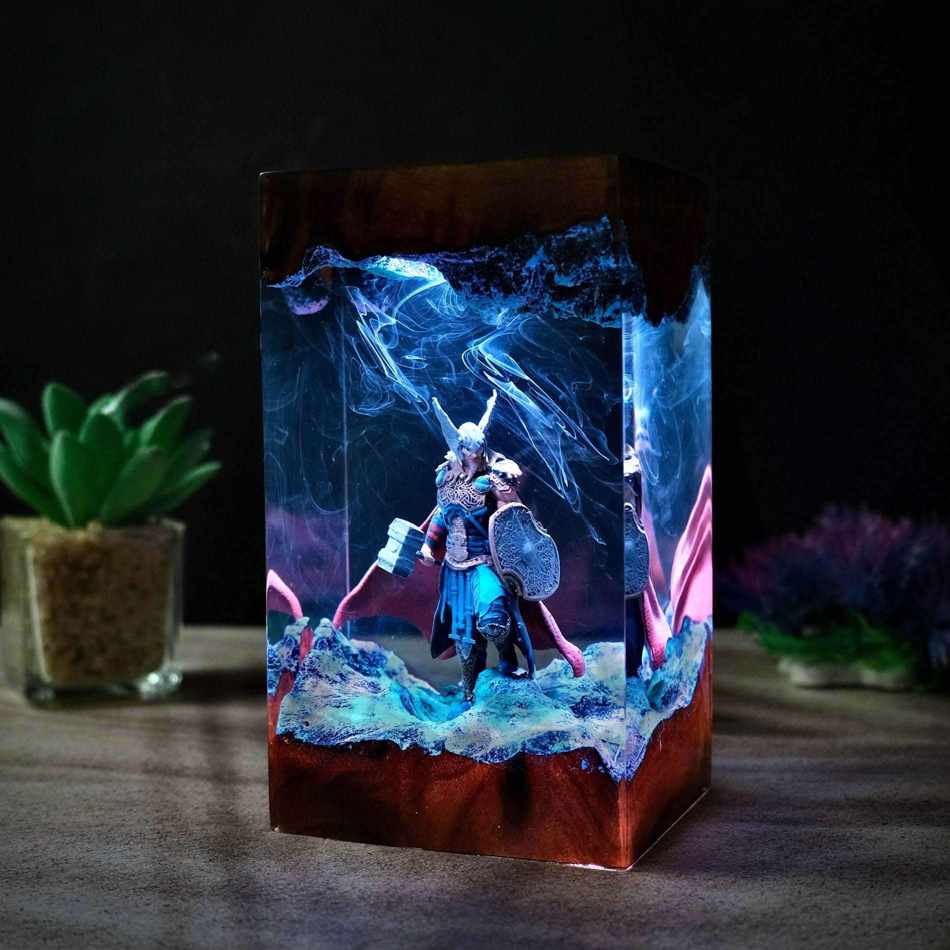 Fantasy Hero and Ice Queen Resin Lamp