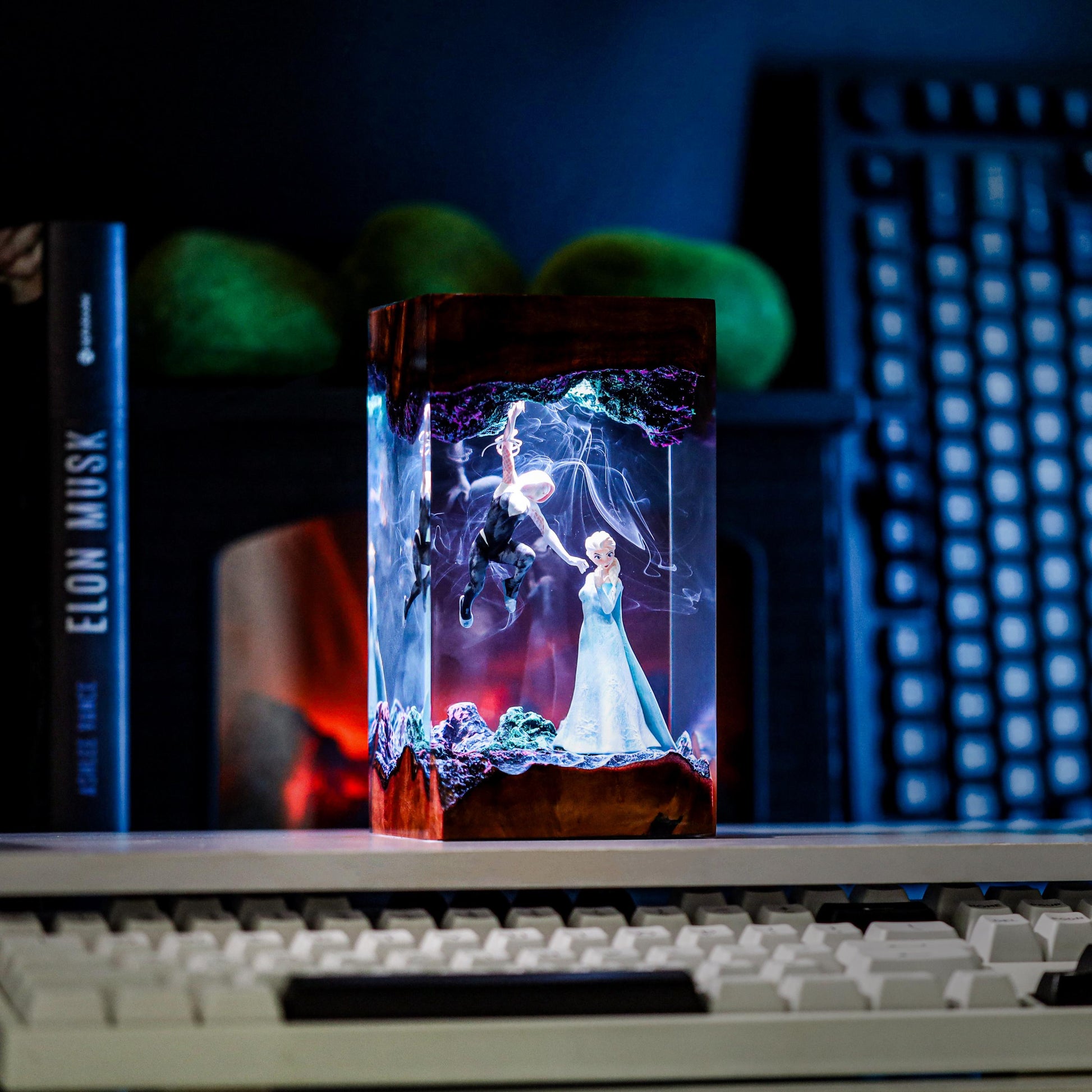 Fantasy Hero and Ice Queen Resin Lamp