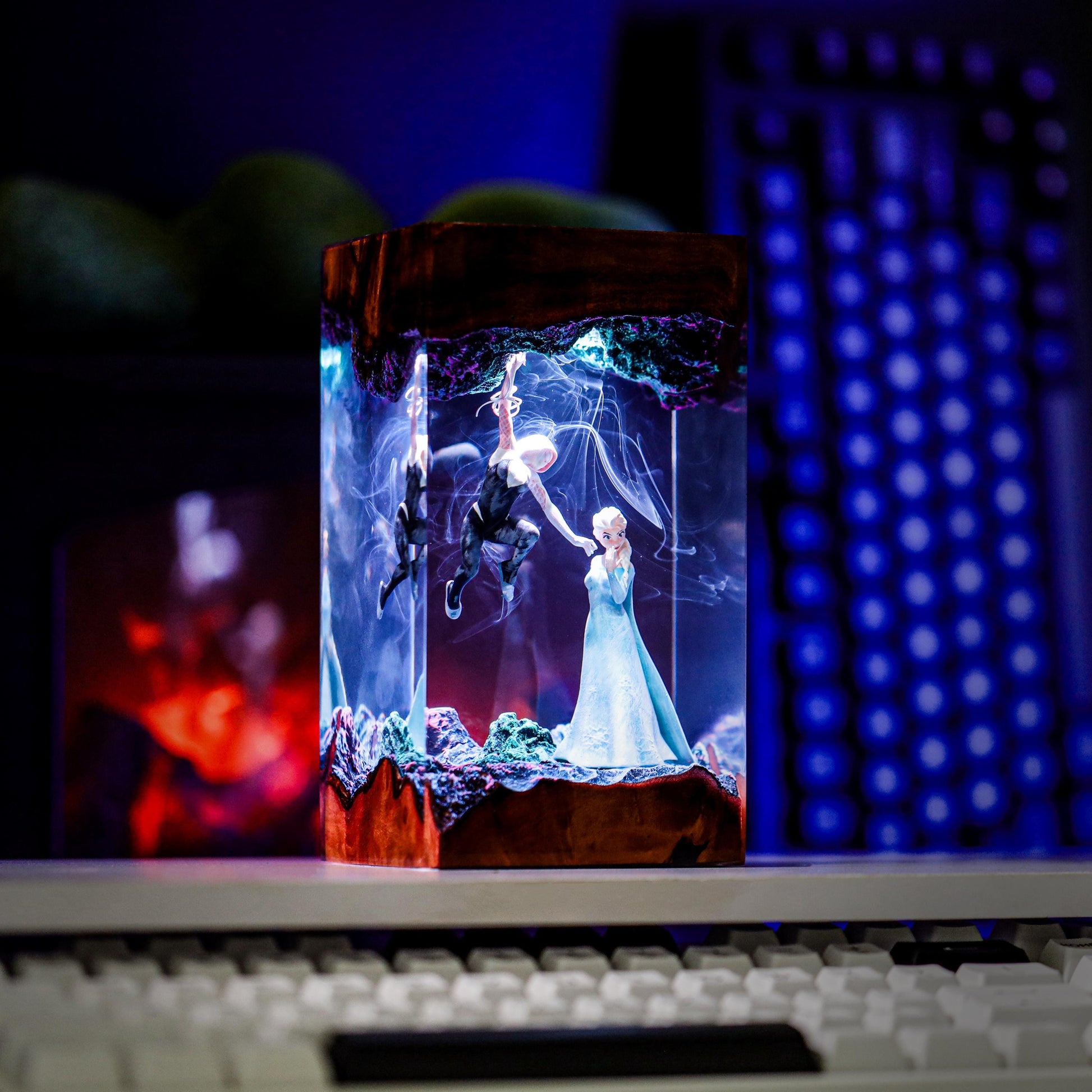 Fantasy Hero and Ice Queen Resin Lamp