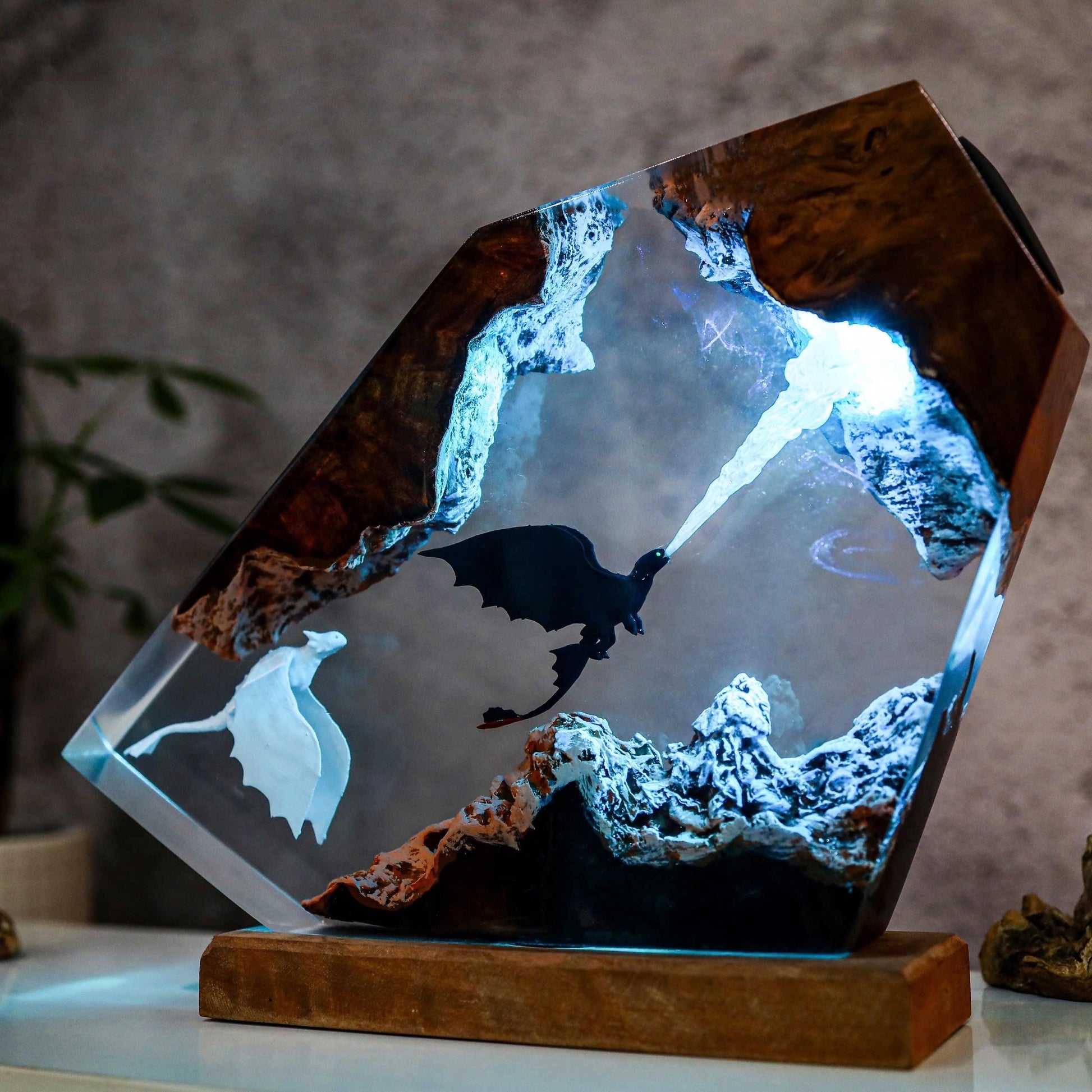 Toothless & Light Fury How to Train Your Dragon Epoxy Resin Lamp 