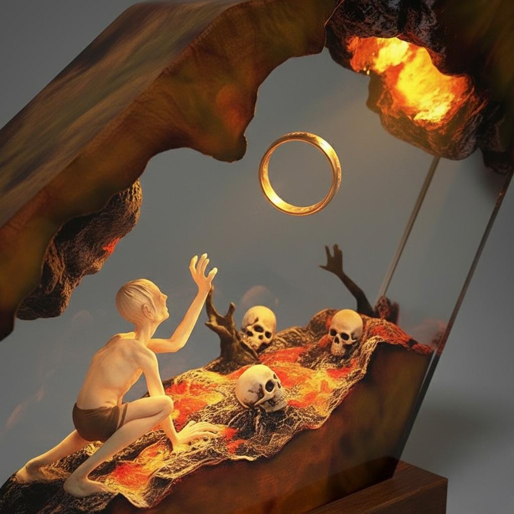 Gollum Lord of The Rings Resin Lamp