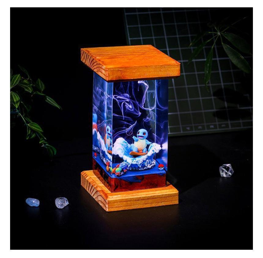 Ocean Wave LED Night Light with Wooden Base