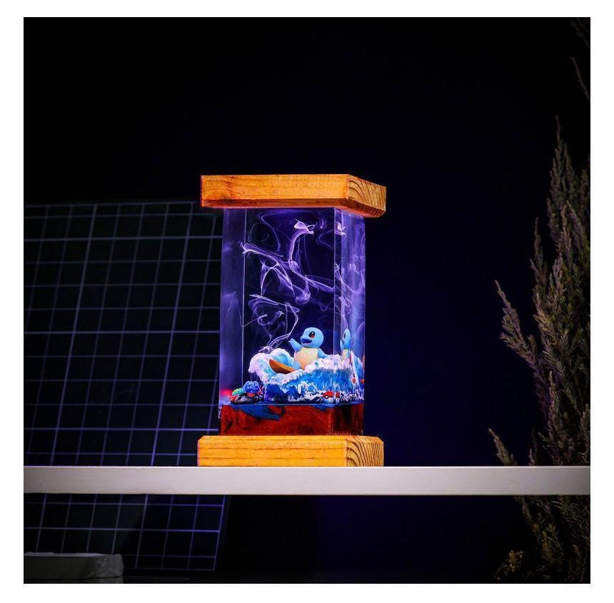 Ocean Wave LED Night Light with Wooden Base