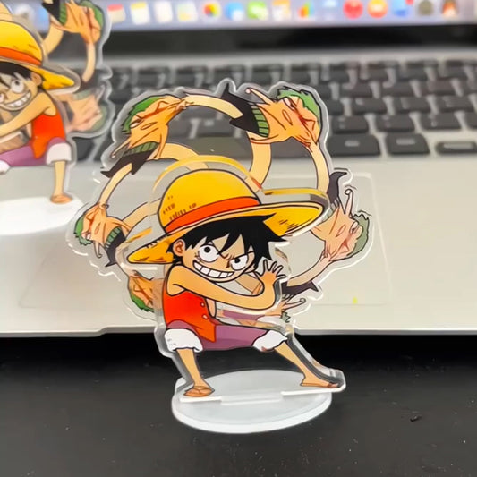 One Piece Luffy & Zoro Wheat Field Windmill Rotating Stand – Creative Acrylic Anime Desktop Decoration