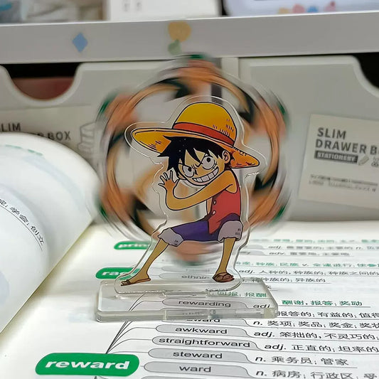 One Piece Luffy & Zoro Wheat Field Windmill Rotating Stand – Creative Acrylic Anime Desktop Decoration