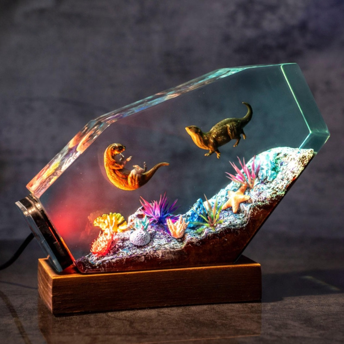 Otter Couple Resin Night Light