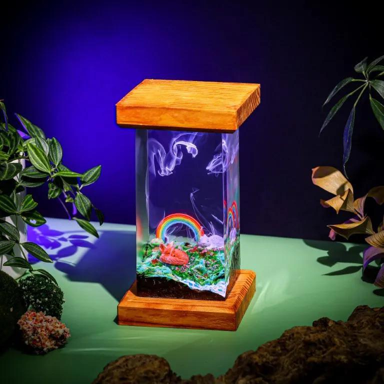 Rainbow Fox Resin Lamp 