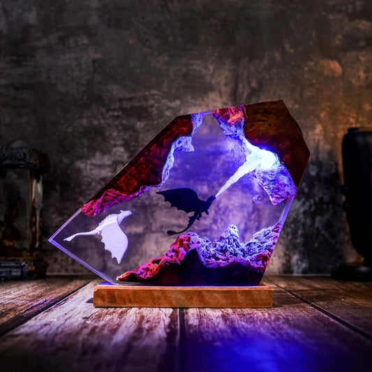 Toothless & Light Fury How to Train Your Dragon Epoxy Resin Lamp 